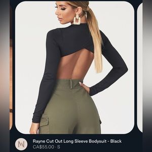 Meshki Rayne cut out long sleeve black spandex bodysuit
